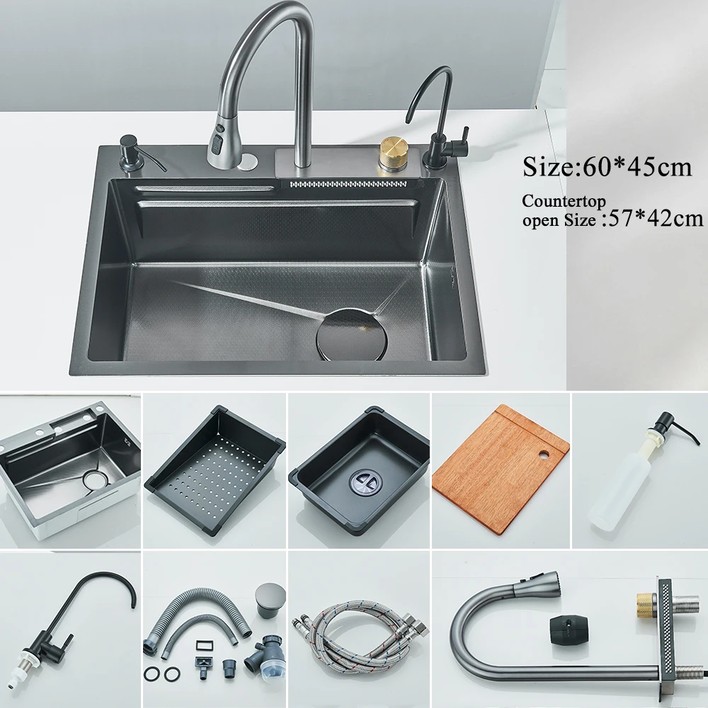 Stainless Steel Waterfall Kitchen Sink